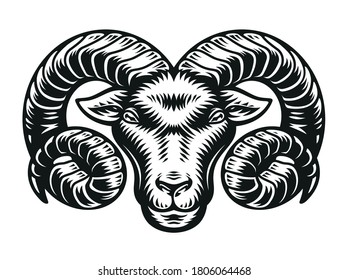 Ilustración vectorial del signo zodiaco de Aries aislada en el fondo blanco.