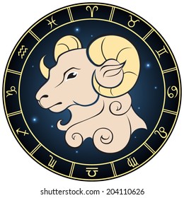 Aries zodiac sign. Vector Illustration