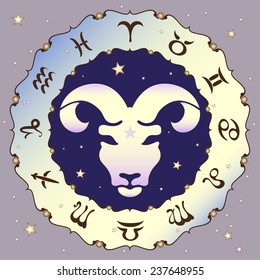 Aries zodiac sign, vector illustration