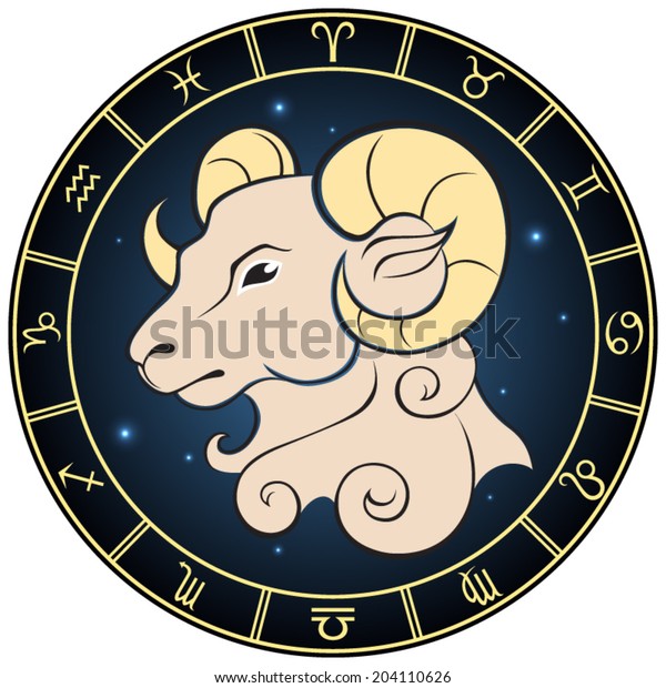 Aries Zodiac Sign Vector Illustration Stock Vector (Royalty Free ...