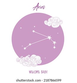 Aries zodiac sign for welcome baby product design horoscopes astrology birth announcement card new born kids gifts welcome poster astronomical basis of the greek hindu calendar