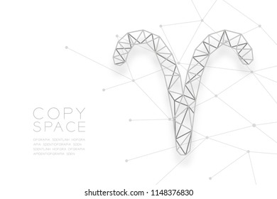 Aries Zodiac sign wireframe Polygon silver frame structure, Fortune teller concept design illustration isolated on white background with copy space, vector eps 10