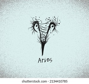 Aries. Zodiac-Zeichen im Horrorstil. Vektorgrafik