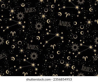 Aries zodiac star seamless pattern. Aries sign symbol stars Vector EPS10 , Design for fashion , fabric, textile, wallpaper, cover, web , wrapping and all prints