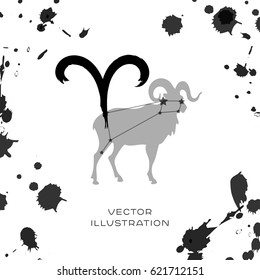 Aries zodiac star sign vector illustration with constellation 