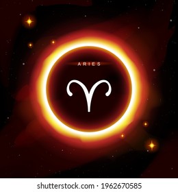 Aries zodiac symbol in modern, luxury esoteric boho style celestial design fit for paranormal tarot reader, astrology  horoscope