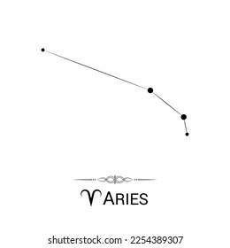 Aries Zodiac Symbol Stars Stellar Constellation Black-White Silhouette Isolated on White Background