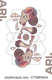vectores zodiac de aries. adecuado para tarjeta de cumpleaños, mercancía, diseño de camisetas, etc