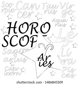 Aries.Horoscope scene with zodiac sing.Astrology.