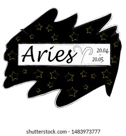 Aries.Horoscope scene with zodiac sings and stars.Astrology.