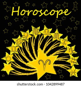 Aries.Horoscope.Zodiac.Stars with horoscope sings.