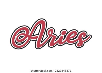 Aries.vector handwritten lettering. Template for card, poster, banner, print for t-shirt.
