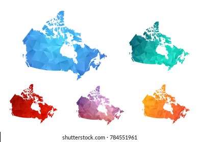 ariety color polygon map on white background of map of Canada symbol for your web site design map logo, app, ui, Travel vector eps10, concept Illustration.