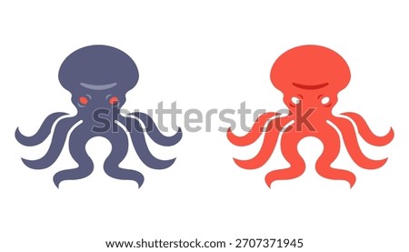 arine octopus icon black icon. Flat illustration