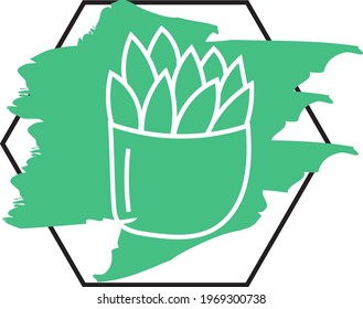 Ariocarpus confusus cactus in a pot, icon illustration, vector on white background