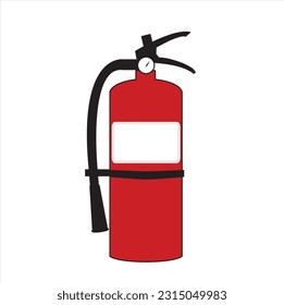 arious red metal fire extinguishers, various forms and nozzles and hoses. Concept of firefighting, eliminating fire and smoke, fire fighting equipment. Vector illustration.