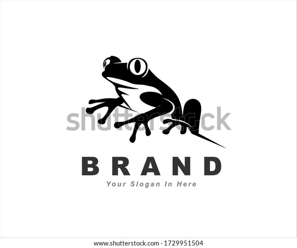 黒いカエルのアートロゴデザインのインスピレーションを得る のベクター画像素材 ロイヤリティフリー
