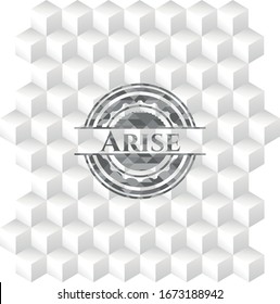 Elevar distintivo gris con fondo blanco cúbico geométrico