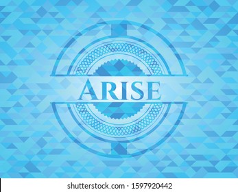 Arise light blue emblem with mosaic background