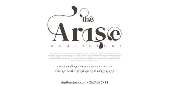 Surge fontes modernas de alfabeto abstratas mínimas. Tecnologia de tipografia, eletrônico, filme, digital, música, futuro, logotipo fonte criativa. ilustração vetorial.