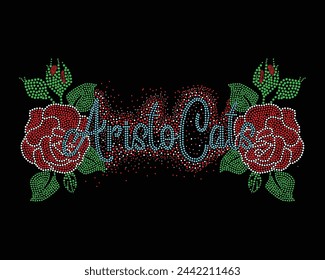 Aristo Cats Logo Vector Rhinestone t-shirt design