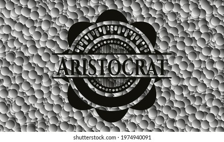 Aristocrat black emblem with grey bubbles background. Vintage. Vector Illustration. Detailed. 