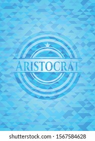 Aristocrat sky blue emblem with mosaic ecological style background