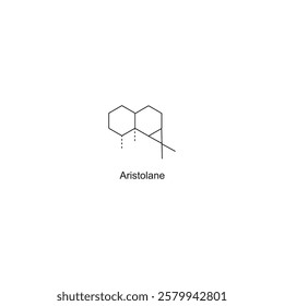 Aristolane skeletal structure.Sesquiterpene compound schematic illustration. Simple diagram, chemical structure.