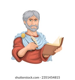 Aristotle Ancient Greek philosopher and polymath Character Cartoon illustration Vector