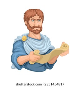 Aristotle Ancient Greek philosopher and polymath Character Cartoon illustration Vector