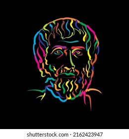 Aristotle colorful outline vector drawing. Hand-drawn outline sketch. Drawing for use on any marketing project and for resale as print.