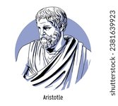 Aristotle was a Greek philosopher and polymath of the classical period in Ancient Greece. Vector illustration drawn by hand.