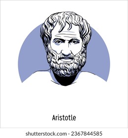 Aristoteles war ein griechischer Philosoph und Polymath der klassischen Epoche im antiken Griechenland. Handgezeichnete Vektorgrafik.