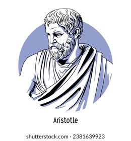 Aristotle was a Greek philosopher and polymath of the classical period in Ancient Greece. Vector illustration drawn by hand.