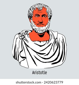 Aristotle was a Greek philosopher and polymath of the classical period in Ancient Greece. Vector illustration drawn by hand 