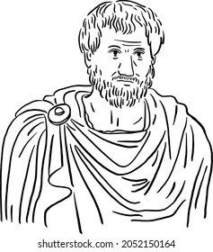 Filósofo y polimatemáticas de Aristóteles Griegos durante el período clásico en la Grecia antigua Dibujo a mano Arte de la línea vertical Ilustración 