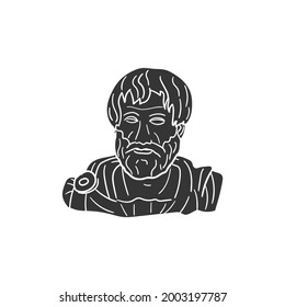 Aristotle Historic People Icon Silhouette Illustration. Greek Philosphy Vector Graphic Pictogram Symbol Clip Art. Doodle Sketch Black Sign.