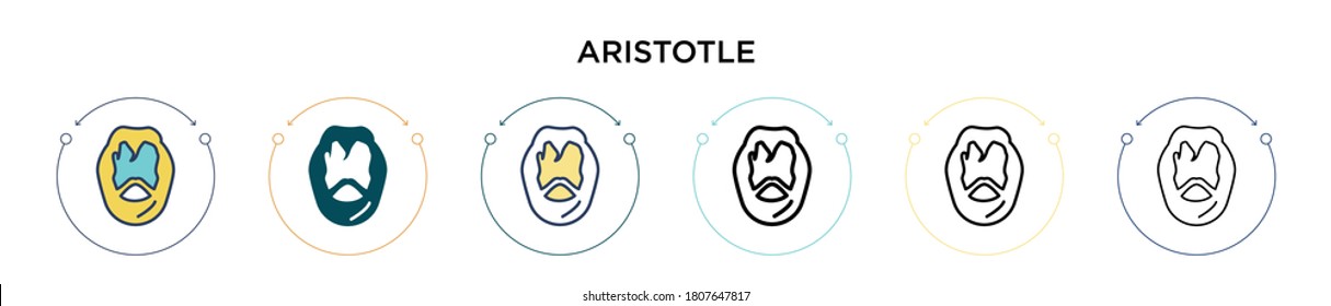 Aristotle icon in filled, thin line, outline and stroke style. Vector illustration of two colored and black aristotle vector icons designs can be used for mobile, ui, web