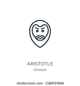 Aristotle icon. Thin linear aristotle outline icon isolated on white background from greece collection. Line vector sign, symbol for web and mobile