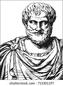 Aristotle. Vector black and white portrait of Greek philosopher and scientist