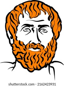 Aristotle vector drawing with surface for hair. Hand-drawn outline sketch. Drawing for use on any marketing project and for resale as print.