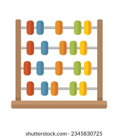 Arithmetic abacus icon flat vector. Math calculator. Counting toy isolated