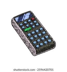 arithmetic calculator hand drawn. addition subtraction, multiplication scientific, graphing financial arithmetic calculator vector sketch. isolated color illustration