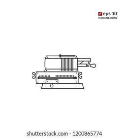 Arithmometer - vector thin line icon on white background. Symbol for web, infographics, print design and mobile UX/UI kit. Vector illustration, EPS10.