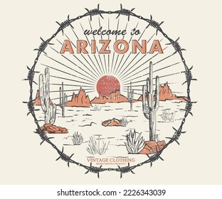 Arizona adventure vintage vector t-shirt design.