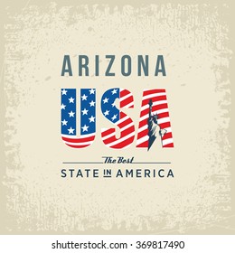 Arizona best state in America, white, vintage vector illustration