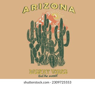 Arizona cactus graphic print design for t shirt print, poster, sticker, background and other uses. 