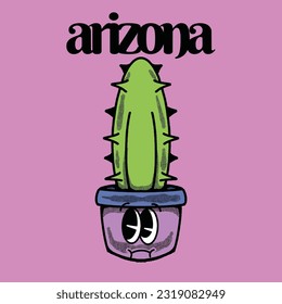 Arizona With Cactus Groovy Character Design