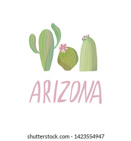 Arizona cactus illustration, vector isolated