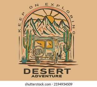 Arizona Cactus Line Vector T-shirt Design. Desert Vibes Artwork. Desert Road Trip.